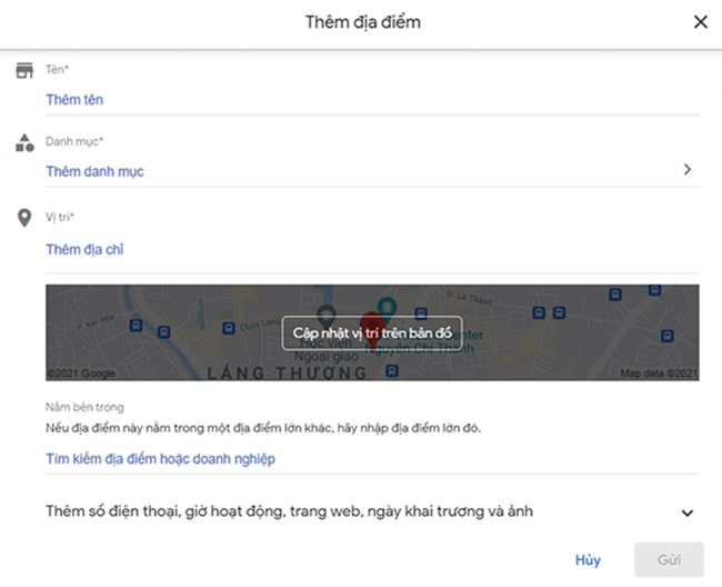 Thêm địa chỉ trên Google Maps